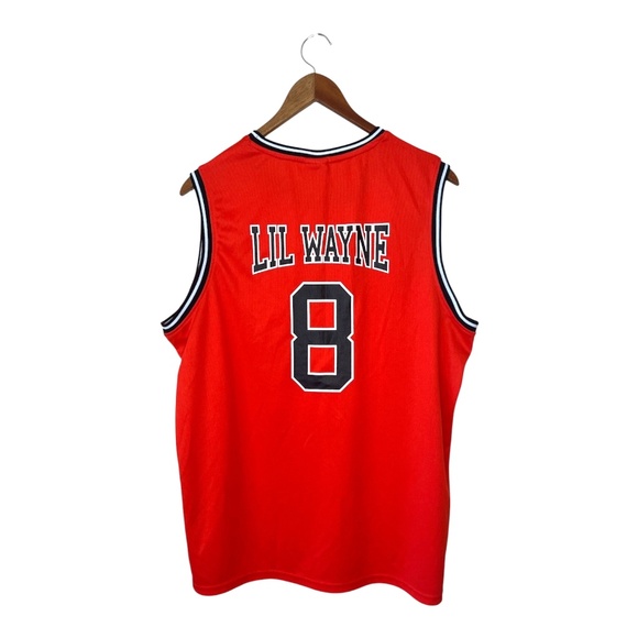 2022 Young Money Merchandising Lil Wayne Smiley Face #8 Rap Basketball Jersey L - Picture 2 of 5
